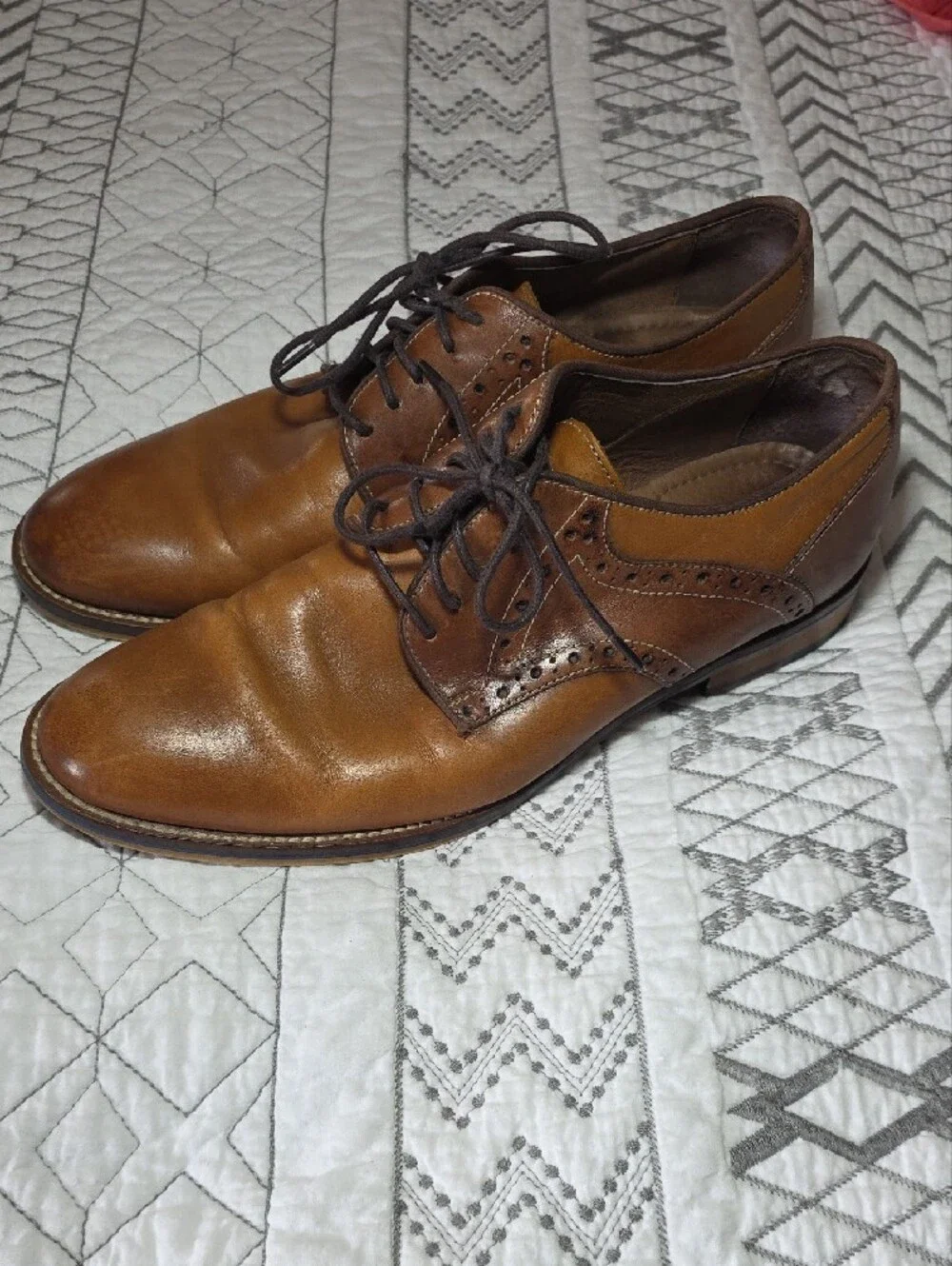 Johnston & Murphy Two-Tone Brown Leather Oxfords